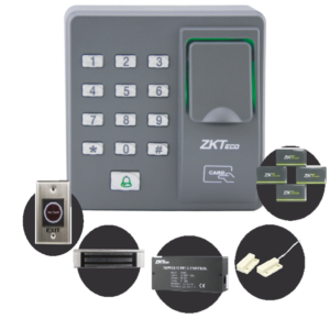 ZKTECO X7KIT - Kit para Control de Acceso Simple / Imán / Sensor de Puerta / Tarjetas / Llaveros / 110 VAC
